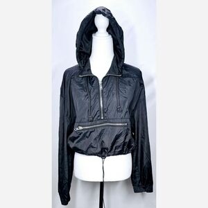 Small/Medium Women's Black Hooded Windbreaker Jacket